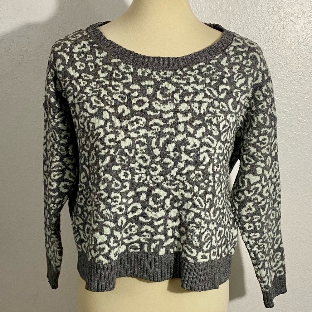 Free People Cool Cat Alpaca Blend Leopard Print Sweater Women’s Size S
